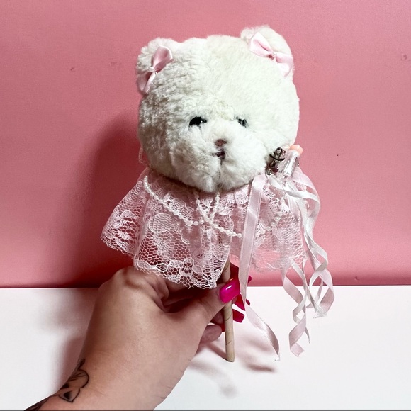 Vintage Accents Vintage Kitsch Plush Teddy Bear Head Toy On Stick